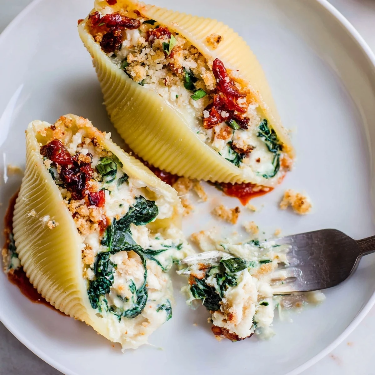 Festive Christmas Stuffed Pasta baked golden, creamy ricotta and cranberry filling