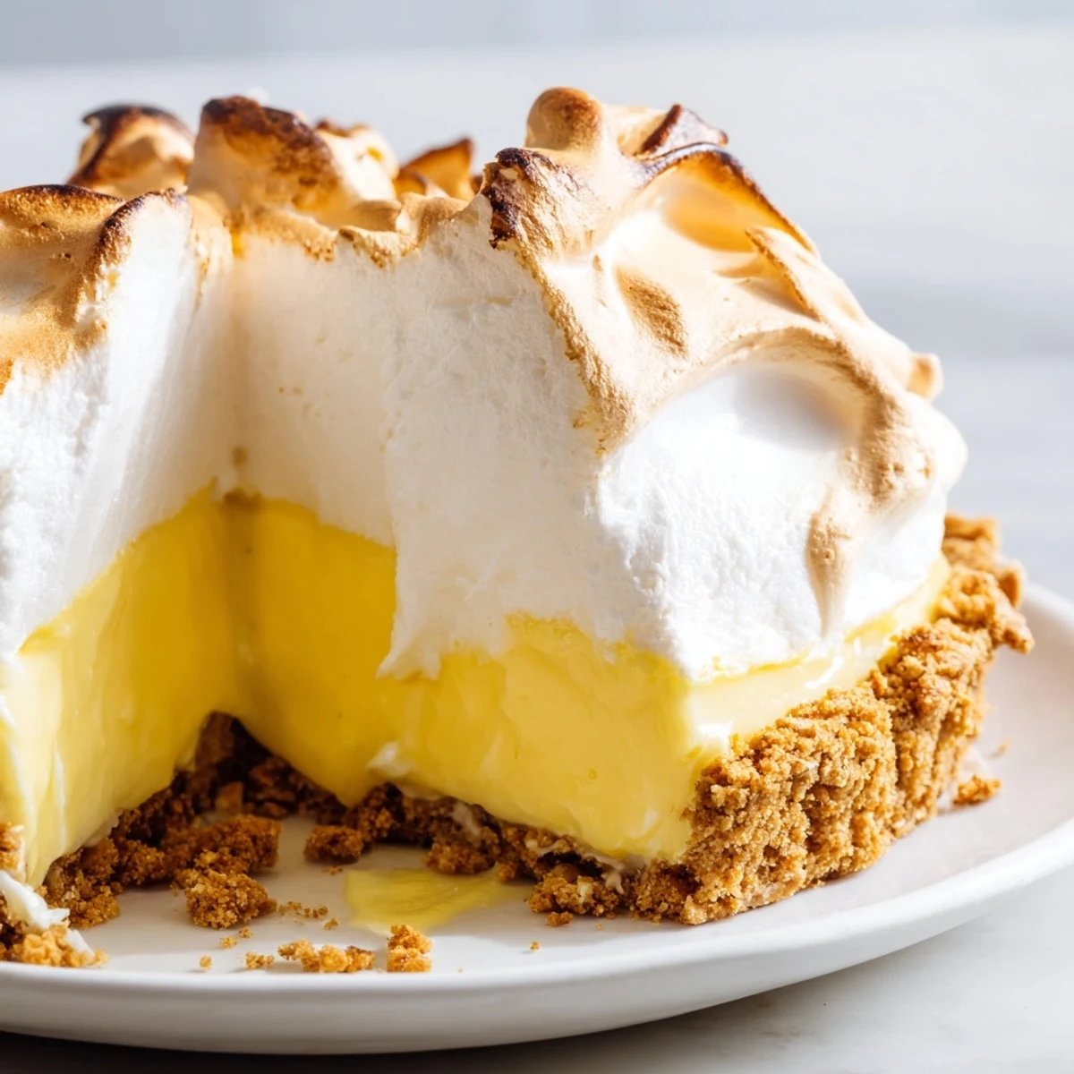 Tangy real lemon pie recipe with a buttery graham crust dusted with zest