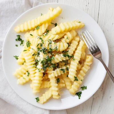 A close-up shows Crispy Mashed Potato Fries with a crunchy exterior and soft, seasoned interior.