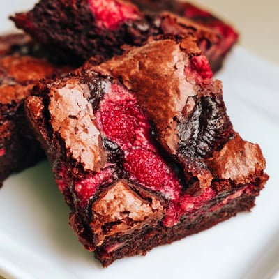 Sliced Raspberry Swirl Brownies reveal fudgy interiors and glossy raspberry swirls ready to serve.