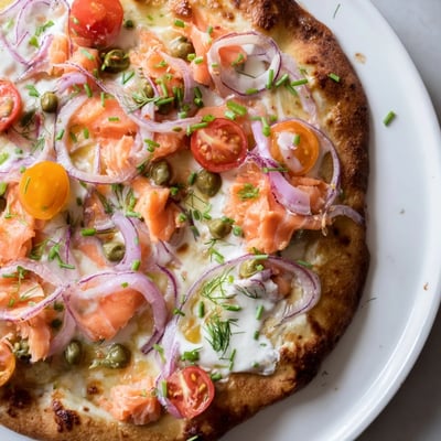 Salmon Tortilla Pizza